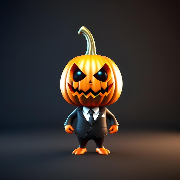 Mostro sveglio della zucca 3d in vestito convenzionale su Halloween