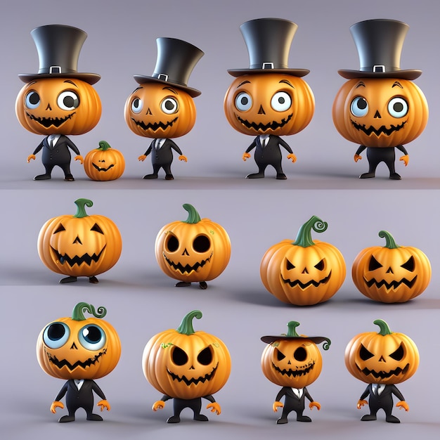 Mostro sveglio della zucca 3d in vestito convenzionale su Halloween