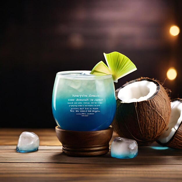motivational coconut cocktail gradient background di colore su tela di sacco e AI in legno