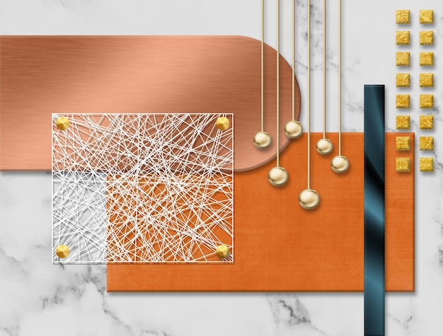 Motivo artistico geometrico in marmo quadrato