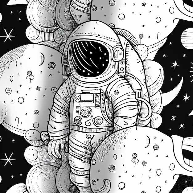 motivo artistico linea astronauta