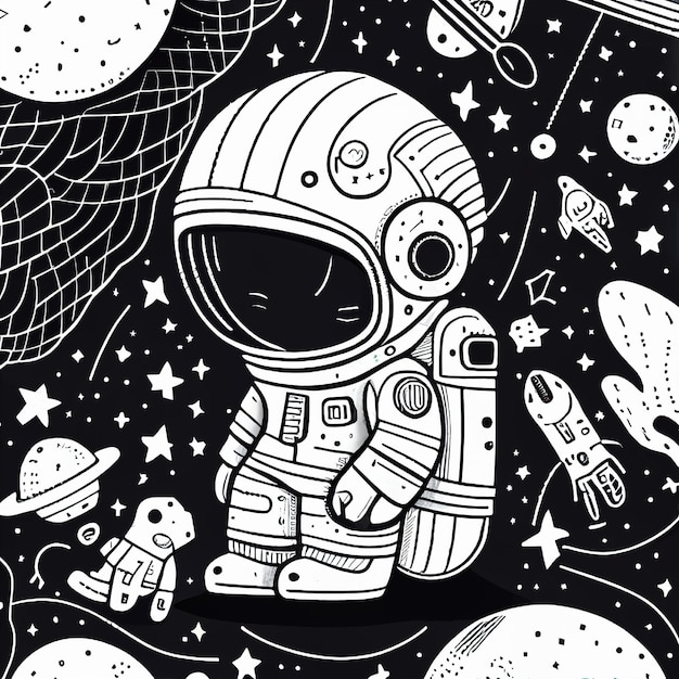 motivo artistico linea astronauta