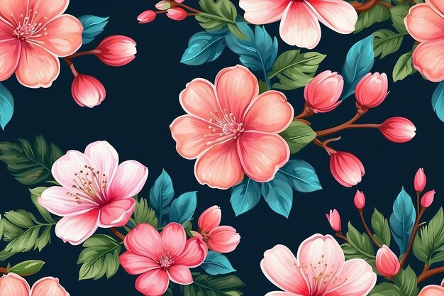 Motivo di design a fiori senza cuciture sul bordo della camicia digitale