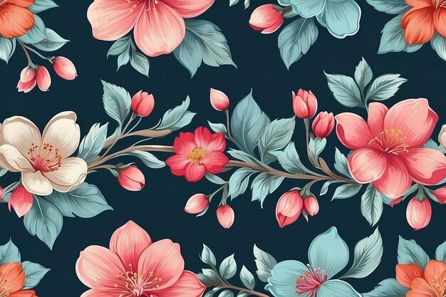 Motivo di design a fiori senza cuciture sul bordo della camicia digitale