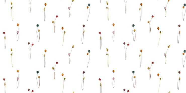 Foto motivo floreale acquerello senza soluzione di continuità con germogli semplici fiori disegnati a mano su sfondo bianco