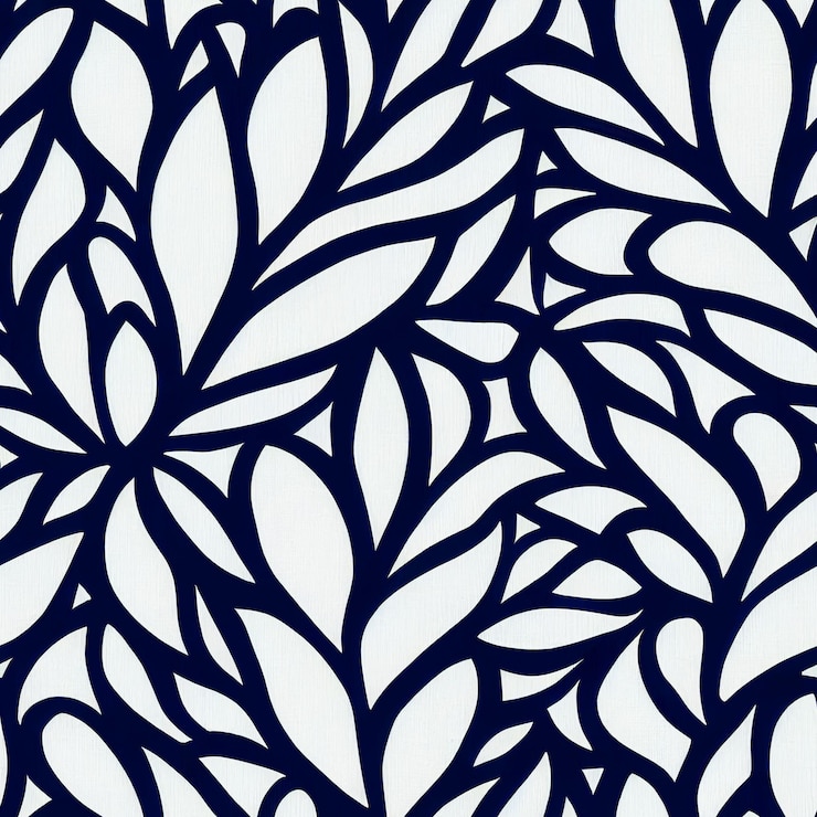 Foto motivo floreale blu e bianco generato dall'intelligenza artificiale.