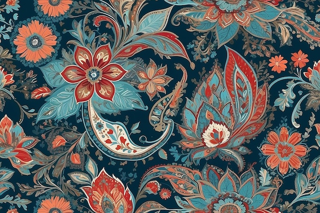 motivo floreale patchwork con motivi paisley e fiori indiani motivo in stile damascato per tessuti e decorazioni