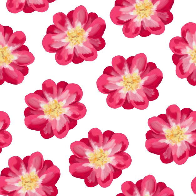 Motivo floreale senza soluzione di continuità. Fiori di peonia rosa. Isolato su sfondo bianco. Illustrazione disegnata a mano. Texture per stampa, tessuto, tessuto, carta da parati.