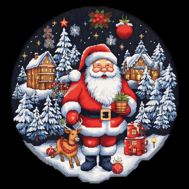 Motivo natalizio per il maglione con l'albero di Natale di Babbo Natale