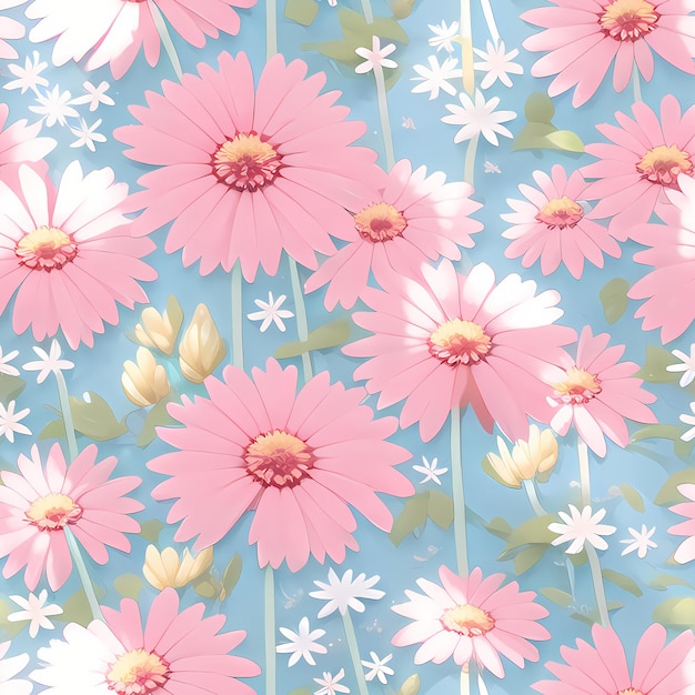 Motivo senza cuciture con motivo floreale di sfondo di fiori e foglie per carta da parati o tessuto Botanic Tile Generative AI per abbigliamento abbigliamento abito texture stampa tessile