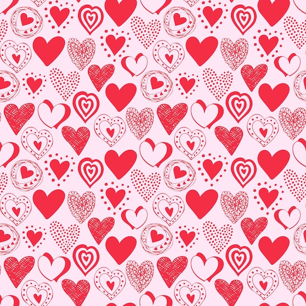 Motivo senza cuciture doodle cuori Stampa alla moda per il design di imballaggi tessuti tessili copre adesivi sublimazioni Matrimonio d'amore di San Valentino