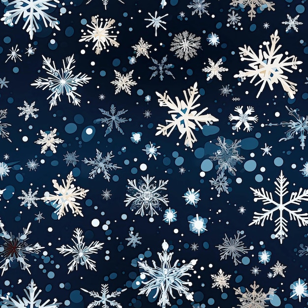 motivo texture senza cuciture con fiocchi di neve su sfondo blu per carta da regalo festiva per Natale