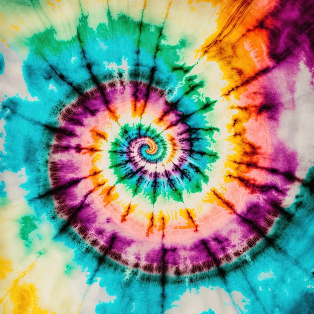 Motivo tie dye tinto a mano su tessuto di cotone