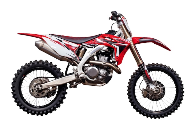 Motocicletta di motocross isolata Motocicletta Off Road Supercross Motocross Dirt Bike Vista laterale