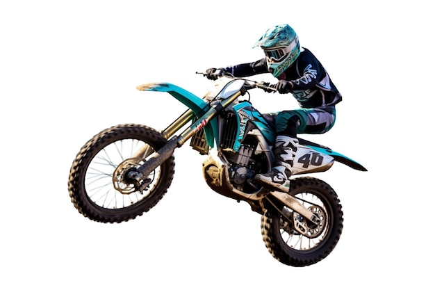 Motocicletta di motocross isolata Motocicletta Off Road Supercross Motocross Dirt Bike Vista laterale