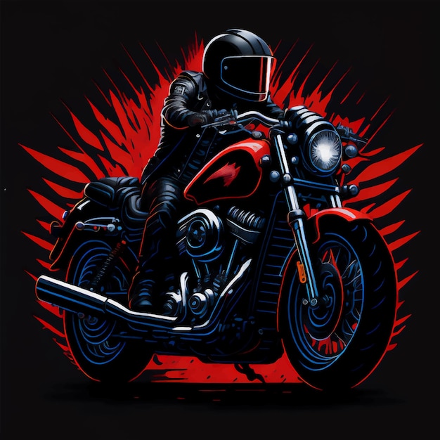 Motocicletta su uno sfondo rosso scuro