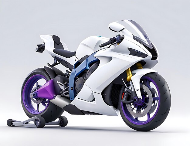 Motocicletta super sportiva bianca renderizzata in 3D