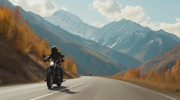 Motociclista professionista Una motocicletta guida velocemente sulla strada Generativa AI Sport Copia spazio per il tuo testo personalizzato Effetto sfocamento del movimento veloce