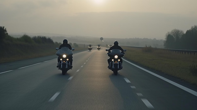 Motociclisti in autostrada IA generativa