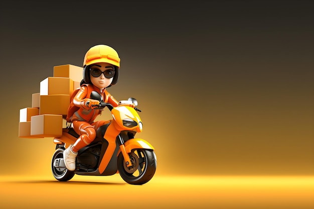 Motogirl di consegna 3D