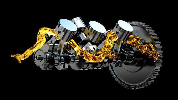 Motore con olio lubrificante in riparazione