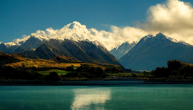 Mount Cook montagna lago neve nuvola cielo