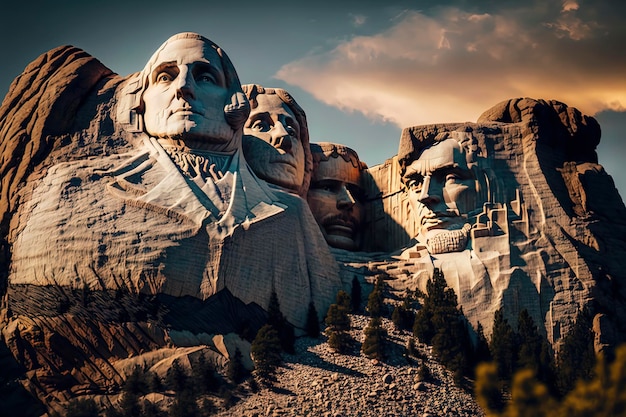 Mount Rushmore National Memorial Keystone South Dakota Fotografia di viaggio AIGenerato