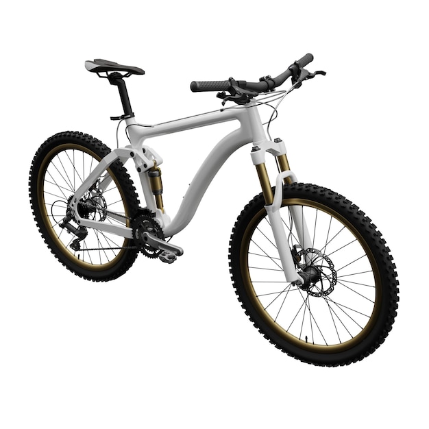 Mountain bike bianca su uno sfondo bianco isolato rendering 3d