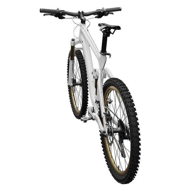 Mountain bike bianca su uno sfondo bianco isolato rendering 3d