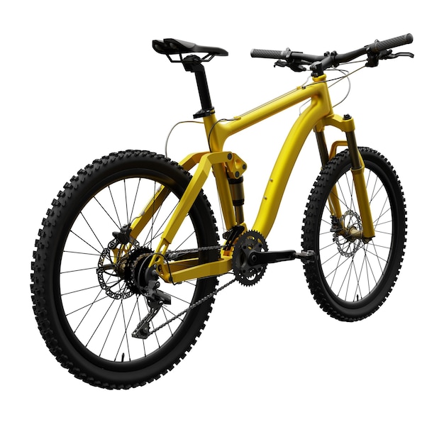 Mountain bike d'oro su uno sfondo bianco isolato rendering 3d