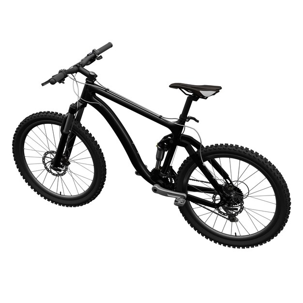 Mountain bike nera su sfondo bianco isolato rendering 3d