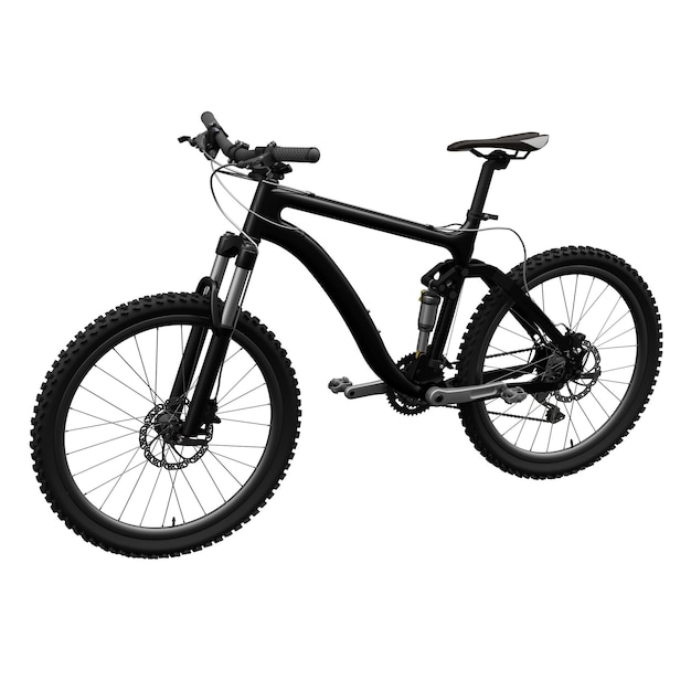 Mountain bike nera su sfondo bianco isolato rendering 3d