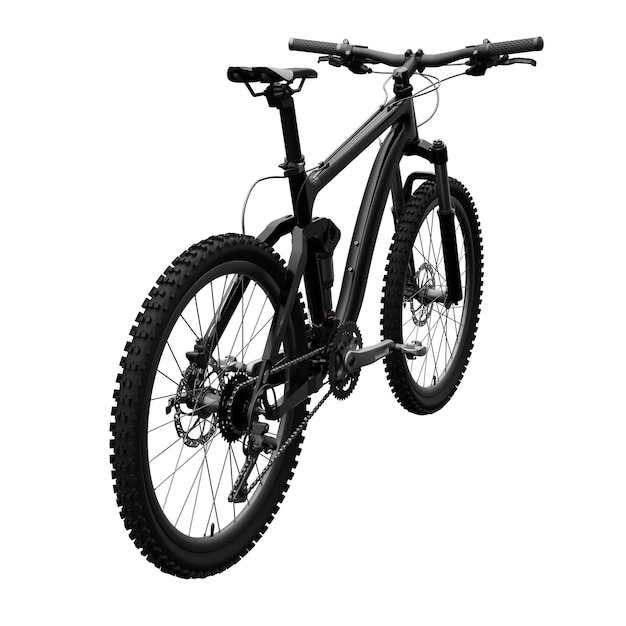 Mountain bike nera su sfondo bianco isolato rendering 3d