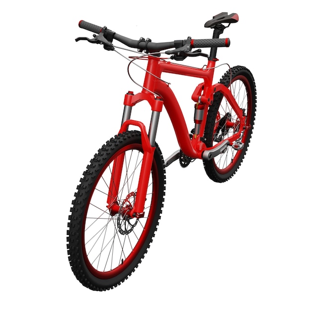 Mountain bike rossa su uno sfondo bianco isolato rendering 3d