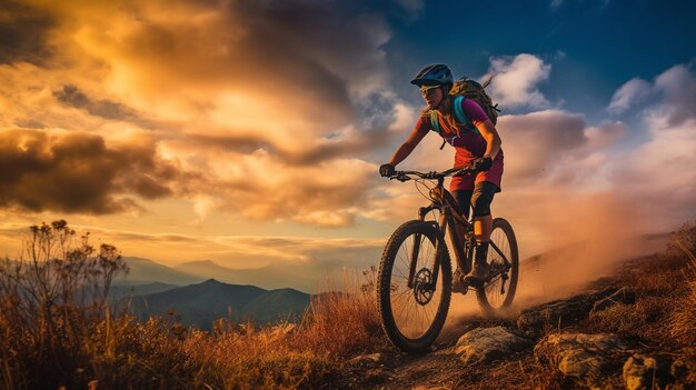 mountain biker arafed che guida su un sentiero in montagna ai generativa