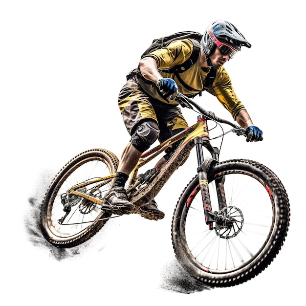 mountainbiker in discesa nel paesaggio collinare