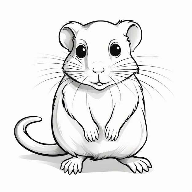 Mouse Audacemente In Bianco E Nero Disegno Su Sfondo Bianco