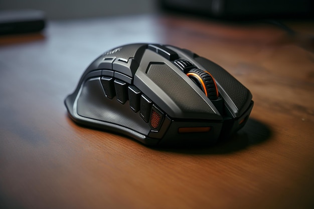 Mouse da gioco professionale, mouse Gamer sul desktop con diversi pulsanti per la configurazione in-game a