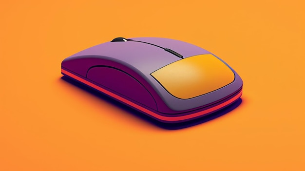 Mouse del computer minimalista degli anni '80 con colori viola e arancioni