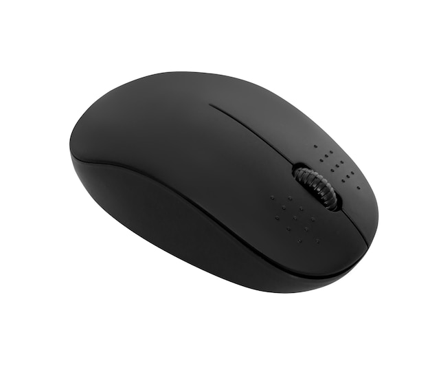 mouse di computer manipolatore su uno sfondo bianco in isolamento