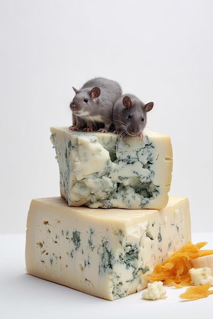 Mouse sulla pila di formaggio