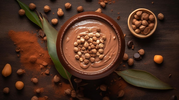 Mousse al cioccolato da aquafaba vista dall'alto