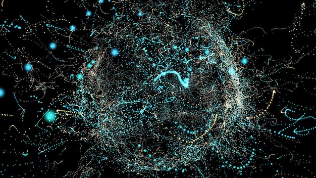 movimento caotico di particelle sotto forma di sfera