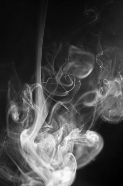 Movimento di fumo bianco su sfondo nero.