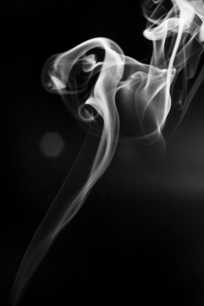 Movimento di fumo bianco su sfondo nero.