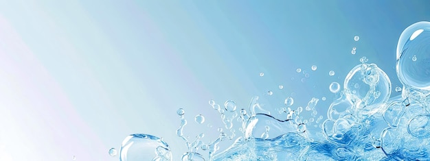 Movimento dinamico dell'acqua con bolle e increspature elegantemente illustrate su un blu sereno