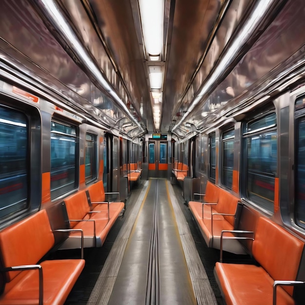 Movimento sfocato di un treno automatico che si muove all'interno di un tunnel a Tokyo, in Giappone