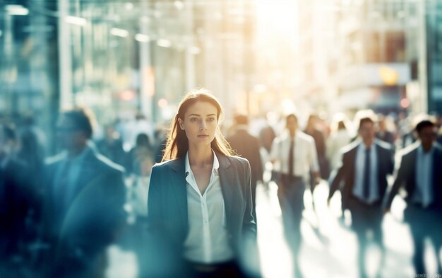 Movimento urbano Persone che camminano in una scena stradale sfocata