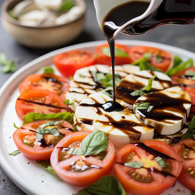 Mozzarella balsamico e piatto di pomodoro