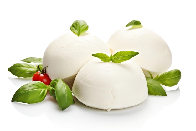 Mozzarella formaggio Isolato sfondo bianco Generativo Ai